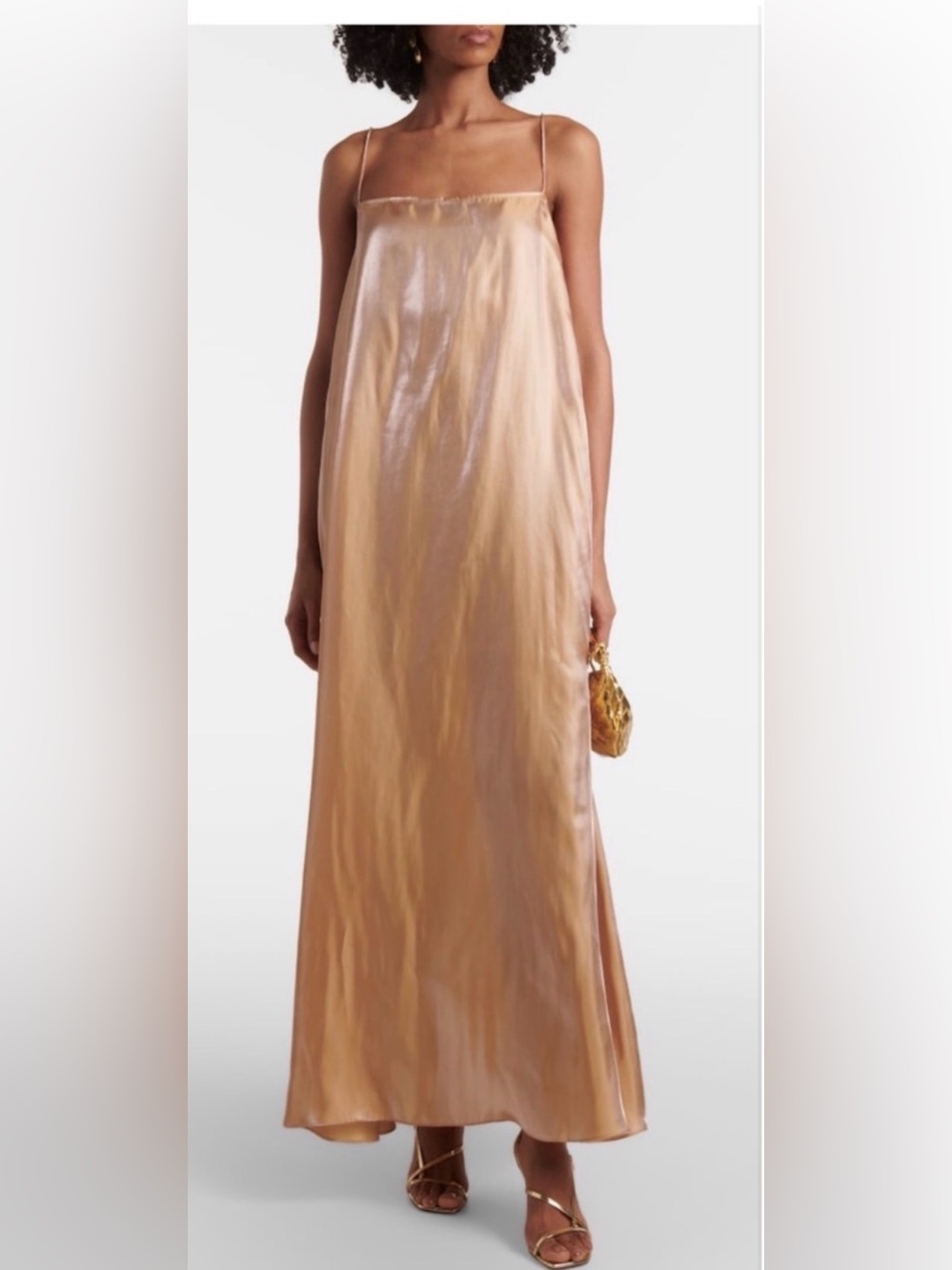 staud delfina dress rose gold sz L